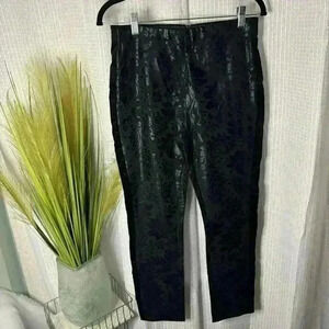 Anthropologie Women Essential Skinny Pants 8 Black Motif Foil Embossed High Rise